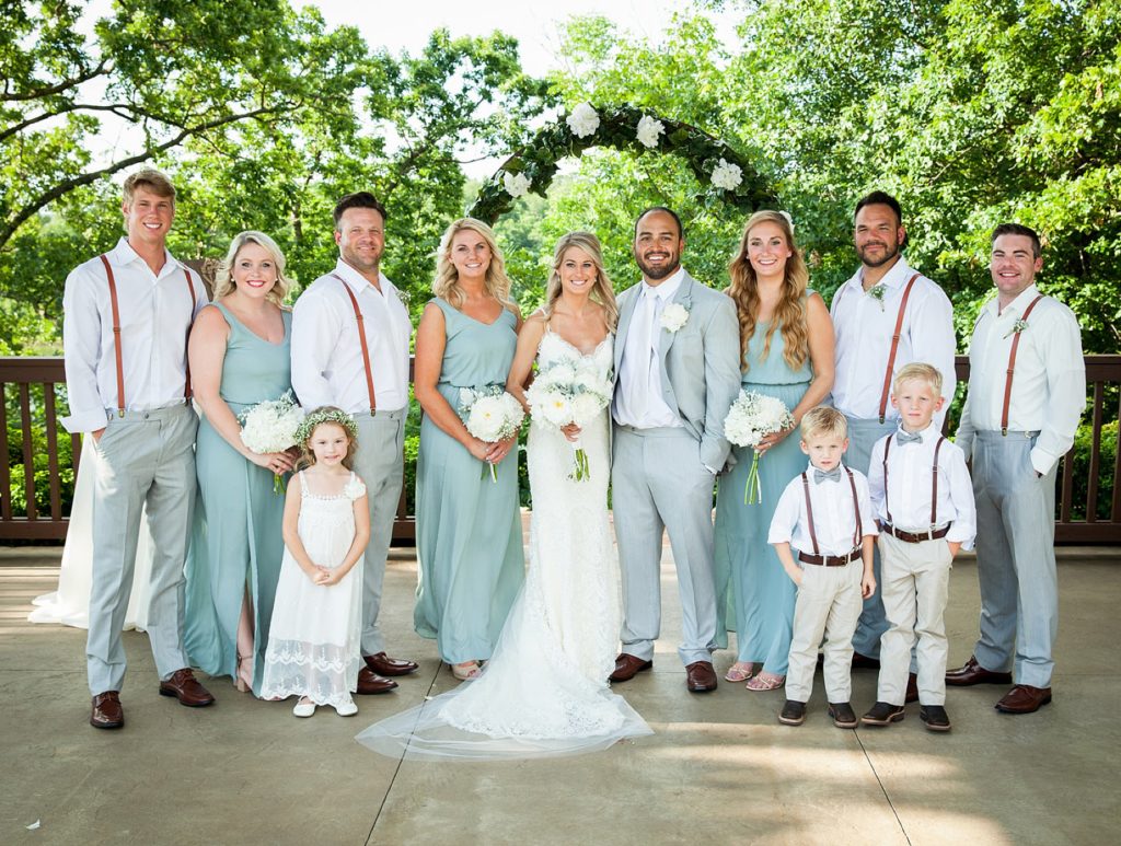 Bridal party portraits in grey and turquoise