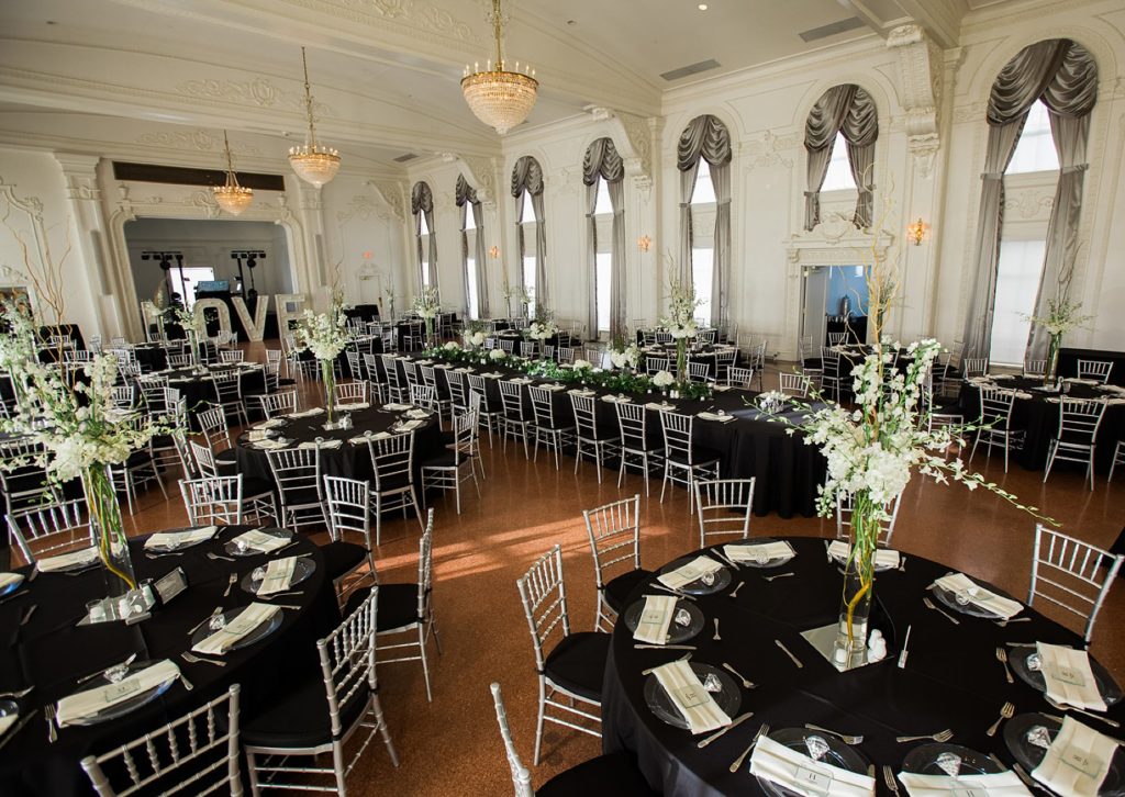 Wedding reception hall at The Mayo Hotel